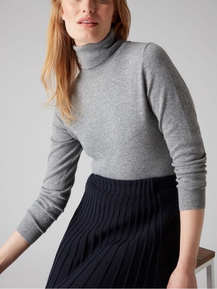 Everlane Grey Cashmere-Blend Turtleneck Sweater, Size Medium